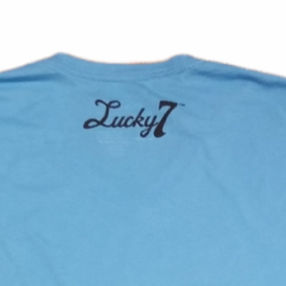 Women's LUCKY 7 Aquamarine V-Neck Tee (Size Large) - Picture 5 of 11